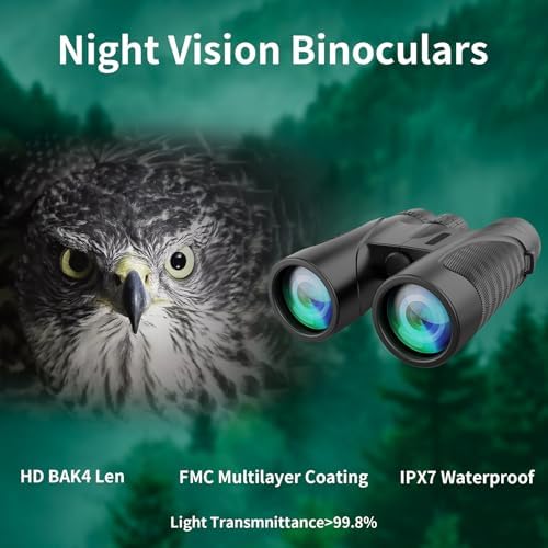 Binoculars 12x42 for Adults and Kids Night Vision Binoculars Compact Binocular Large Eyepiece Waterproof Binocular Wide Field of View for Bird Watching,Hiking,Hunting,Concert with Carrying Bag