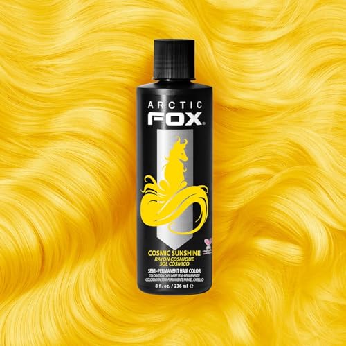 Arctic Fox Semi-Permanent Hair Dye, Vegan & Cruelty-Free, Vibrant Yellow Color, Conditioning Formula, Ammonia-Free, Peroxide-Free, For All Hair Types, Cosmic Sunshine, 8 Fl Oz (Pack of 2)