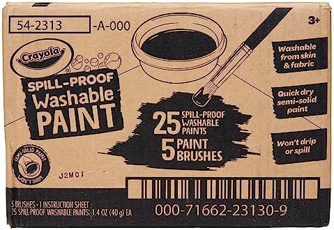 Crayola Spill Proof Paint Set (25ct), Washable Paint for Kids, Kids Craft Supplies, Holiday Gift for Toddlers & Kids, Nontoxic, 3+