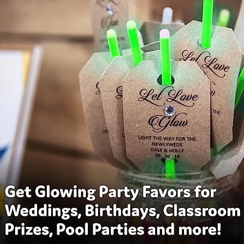 PartySticks Green Glow Sticks - 100pk, 8 Inch Glow in the Dark Light Up Sticks and Connectors for Party Favors, Decorations, Necklaces and Bracelets
