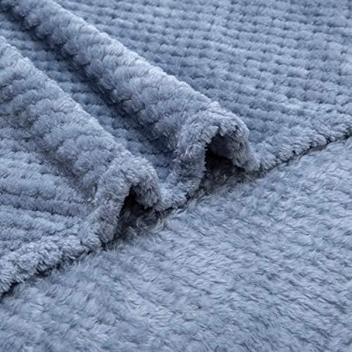 Fuzzy Throw Blanket, Plush Fleece Blankets for Adults, Toddler, Boys and Girls, Warm Soft Blankets and Throws for Bed, Couch, Sofa, Travel and Outdoor, Camping (Throw(50"x70"), L-Smoked Blue)