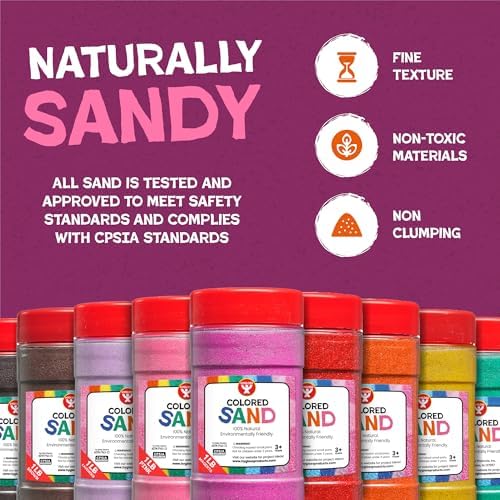 Hygloss Colored Sand for Crafts - 6 Assorted Colors Bags - 1 lb Vibrant Colorful Fine Sensory Play Sand Art Kits for Kids - Classroom Activities for Children 3 4 5 6 7 8 9 10 11 12 - Safe for Ages 3+