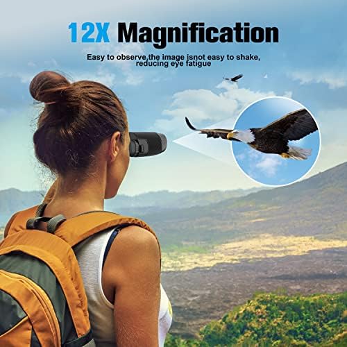 Binoculars 12x50 for Adults and Kids Night Vision Binoculars Compact Binocular Waterproof Binocular Wide Field of View for Bird Watching,Hiking,Hunting,Concert with Carrying Bag