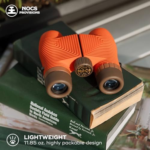 Nocs Provisions Standard Issue 8x25 Waterproof Binoculars, 8X Magnification, Bak4 Prism, Wide View Multi-Coated Lenses for Bird Watching, Hiking & Backpacking - Poppy Orange II