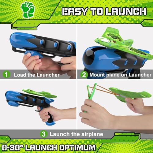 Fuwidvia 6 Pack Airplane Launcher Toys, LED Foam Airplane Toys for Kids, Outdoor Plane Flying Toys for Boys Girls Toys Age 3 4 5 6 7 8 9 10 11 12 Year Old boy Birthday Gift Ideas