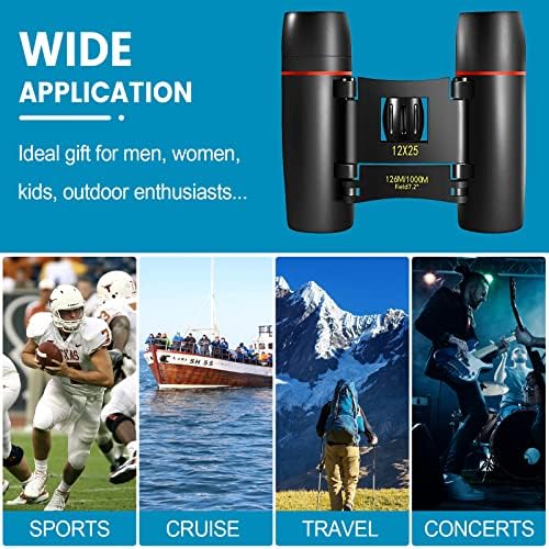 12X25 Mini Pocket Binoculars Compact, Small Lightweight Foldable for Adults Kids Bird Watching, Travel, Opera Concert, Hiking, Cruise, Football Game Green
