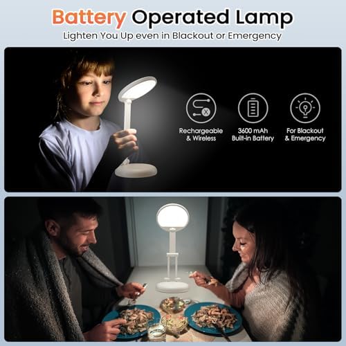 One Fire Cordless Desk Lamp for College Dorm Room,Dimmable Battery Powered Lights,3600mAh Rechargeable Wireless Table Lamp,Small Mini Lamp&Portable Classroom Light for Dorm,Bed,Reading,Home,Nail,Craft