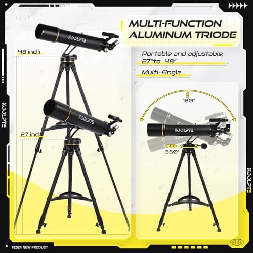 Telescope, 90mm Aperture 700mm - Vertisteel AZ Mounting Base, High Power Telescopes for Astronomy Enthusiasts, Adults & Kids, with Carrying Bag, Wireless Remote Control, Phone Adapter (Black)