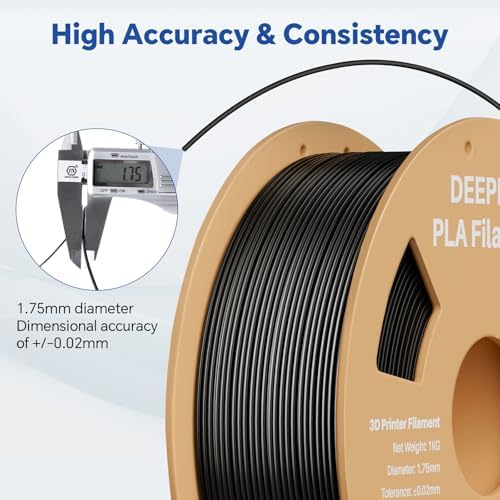 DEEPLEE PLA 1.75mm 3D Printer Filament, Dimensional Accuracy +/- 0.02mm, Neatly Wound, No Clogging, Vacuum Package, Fits for Most FDM 3D Printers, Cardboard Spool 2kg Black + 2kg White