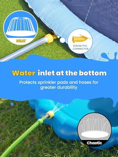 VISTOP Non-Slip Splash Pad for Kids and Dog, Thicken Sprinkler Pool Summer Outdoor Water Toys - Fun Backyard Fountain Play Mat for Baby Girls Boys Children or Pet Dog (117 Inch, Red&Yellow&Green&Blue)