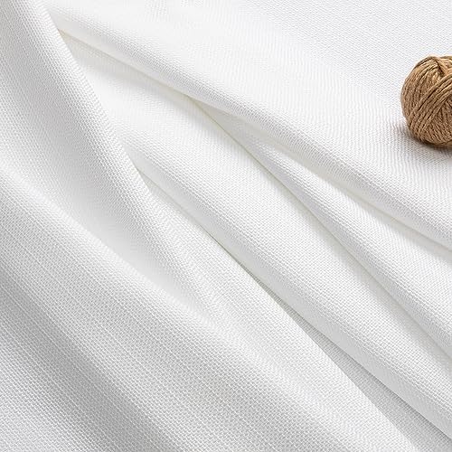 Chyhomenyc White Curtains 84 Inch Length 2 Panels Set, Faux Linen Textured Semi Light Filtering Soft Airy Farmhouse Curtain Drapes for Living Room Bedroom, Cortinas para Sala, 40Wx84L