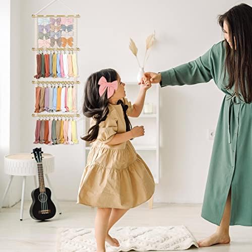 POVETIRE Headband Holder Hair Bows Organizer for Girls,Baby Headbands Hair Accessories Organizer Storage Headband Wall Hanging Decor for Nursery Toddler Girls Room