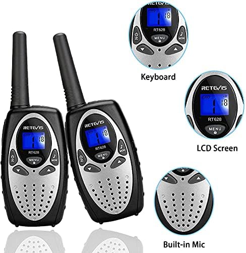 Retevis RT628 Walkie Talkies for Kids,Toy Gifts for 6-12 Year Old Boys Girls,Kid Gifts Walkie Talkie for Adults Outdoor Camping Hiking(Silvery 1 Pair)