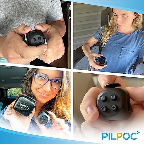 PILPOC theFube Fidget Cube with 12 Sides - Handy Anxiety Toys for Kids and Adults - Fidget Dice for Stress Relief & Focus - Anti Stress Cube for ADHD, ADD, with Carry Case Black