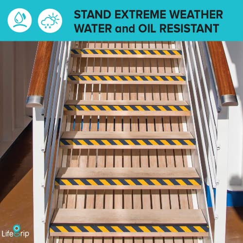 LifeGrip Anti Slip Traction Tape, 2 Inch x 60 Foot, Best Grip, Friction, Abrasive Adhesive for Stairs, Tread Step, Indoor, Outdoor, Caution Yellow/Black