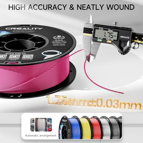 Official Creality PETG 3D Printer Filament 1.75mm 1KG (2.2lbs), High Precision Strong Toughness, Odorless Better Flow Moistureproof 3D Printing Ender Filament, Magenta