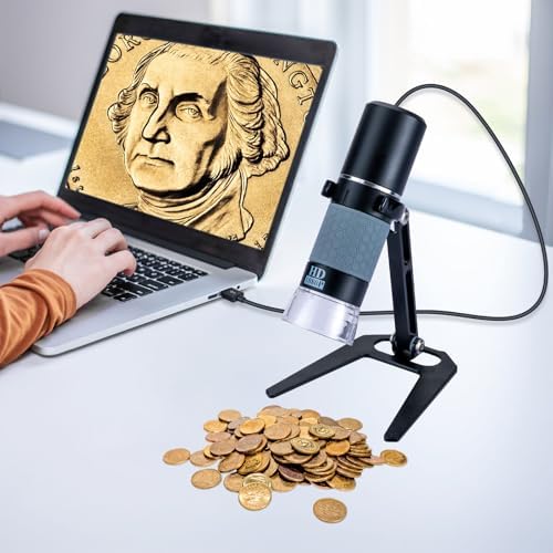 Ninyoon Full HD 1080P USB Digital Microscope Camera for iPhone iPad Android PC, 50-1000X High Definition Portable Handheld Microscope with Light for Coin Plants Trichome Soldering Skin Scalp