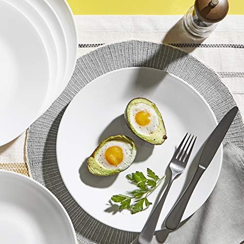 Corelle Vitrelle 6-Piece Salad Plates Set Triple Layer Glass and Chip Resistant, 8-1/2-Inch Lightweight Round Plates, Winter Frost White