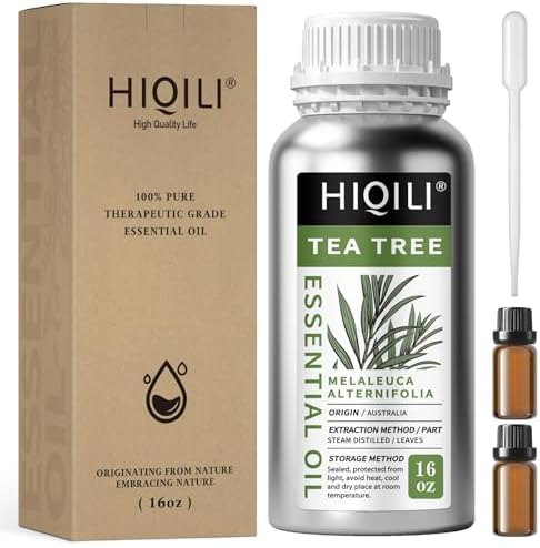 HIQILI Tea Tree Oil for Skin, Hair Restoration, Added to Shampoo, Body Wash, Foot Soak Use - 16 Fl Oz