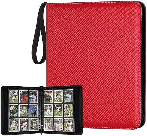 9 Pocket Card Binder, Premium Zip Trading Card Binder, 720 Double Sided Pocket PU Card Collection Binder, Collector Card Album, Card Folder for MTG, TCG, Sports Cards, Game Cards (Red)