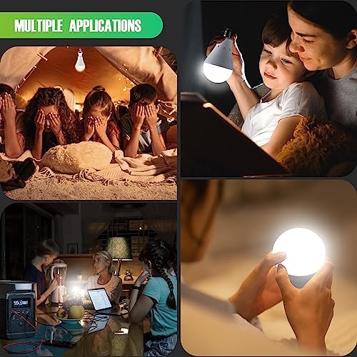 6 Pack Rechargeable Emergency Light Bulbs, Battery Powered Energy Efficient LED Light Bulb 6000K Daylight E26 120 Volt 9W 60W Equivalent with 1200mAh for Home Power Outage Camping Hurricane