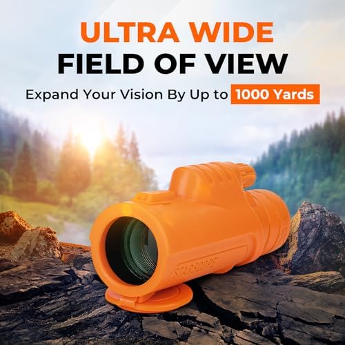 Starscope 10x42 Monocular for Adults - High Power HD Mini Telescope Monoculars Birdwatching Hunting Hiking Wildlife Viewing | BAK4 Prism Scope, FMC Lens, Wide Field of View (Orange)