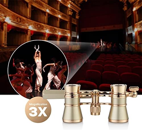 Yourelexit® Opera Glasses Binoculars 3X25 Lorgnette Theater Glasses Optical BK9 Mini Compact Lightweight Built-in Foldable Adjustable Handle Vintage for Adults Kids Women in Musical Concert Cinema