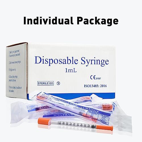 U-100 1ml 31 Gauge 5/16" Syringe, Individually Packed 100 PACK