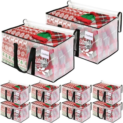 Clear Heavy Duty Extra Large Moving Bags, Reinforced Handle and Double Zipper, Storage Bags Alternative to Moving Box (10 Packs)