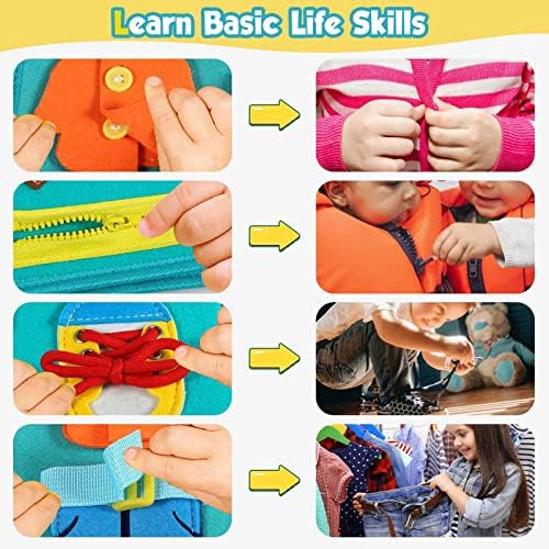 Toddler Busy Board - Montessori Toys for Toddler Boy Birthday Gift, Educational Learning Sensory Busy Book for Toddlers Boys, Airplane Car Travel Activities Toy for Toddlers
