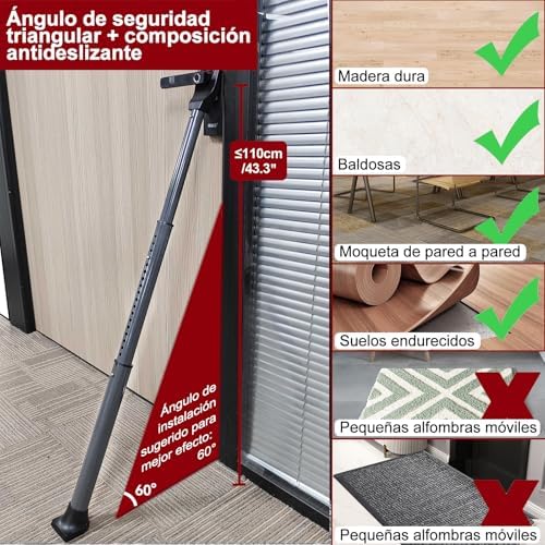 AceMining Upgraded Door Security Bar & Sliding Patio Bar, Heavy Duty Stoppers Adjustable Jammer for Home, Apartment, Travel (1 Pack,Grey)