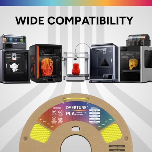 OVERTURE PLA Filament 1.75mm, Neatly Wound 3D Printer Filament 1kg Spool (2.2lbs), Dimensional Accuracy +/- 0.02 mm, Fit Most FDM 3D Printers (Highlight Yellow)