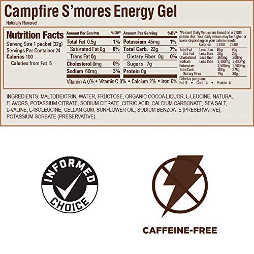 GU Energy Original Sports Nutrition Energy Gel, Vegan and Dairy-Free On-the-Go Energy for Any Workout, Campfire S'Mores, 24-Count