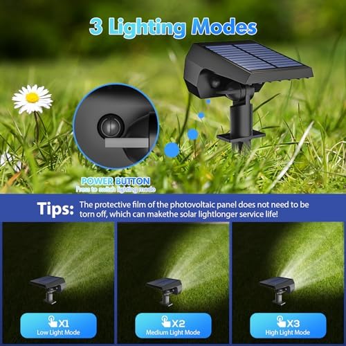 NYMPHY Solar Lights Outdoor Waterproof IP68, 56 LED 3 Lighting Modes Solar Powered Garden Yard Spot Solar Lights for Outside Landscape- 6 Pack (Cool White)
