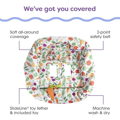 Boppy Shopping Cart Cover for Baby - 360° Coverage Cart Cover for Babies with Safety Harness, Toy Tether, One-Hand Placement, Machine-Washable, 6 Month & Up - Multicolor Farmer's Market