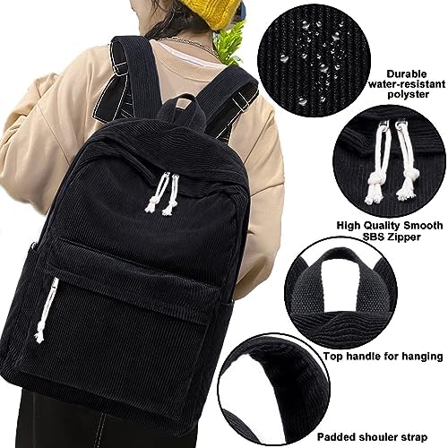 School Backpack for Teen Girls Bookbags Elementary High School Corduroy Laptop Bags Women Travel Daypacks