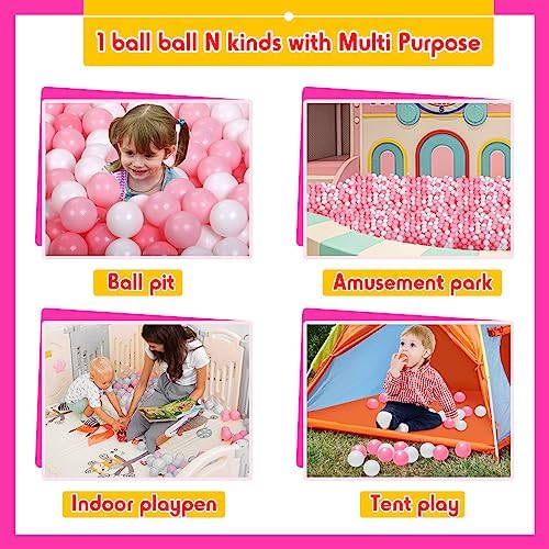 Vanland Ball Pit Balls for Baby and Toddler Phthalate Free BPA Free Crush Proof Plastic - Multicolored Pit Balls in Reusable Play Toys for Kids with Storage Bag