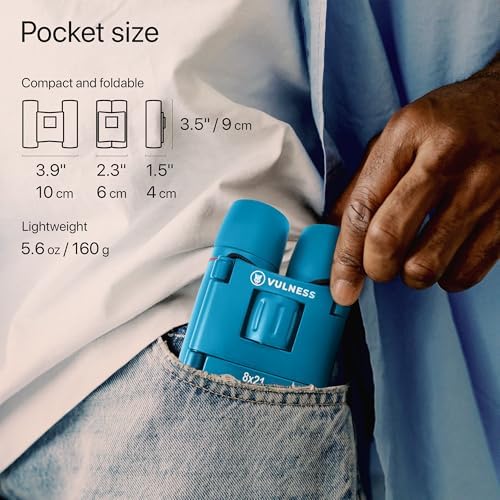 Small Binoculars for Adults and Kids | Cruise Ship Essentials Camping Bird Watching Travel Hiking Accessories Alaska Costa Rica Must Haves Packing List High Powered Mini Compact VULNESS (Blue, 8X21)