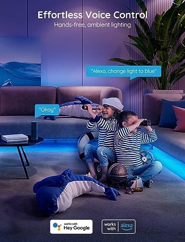 Govee Smart RGB LED Strip Lights, 16.4ft WiFi LED Strip Lighting Work with Alexa and Google Assistant, 16 Million Colors with App Control and Music Sync LED Lights for Bedroom, Home Decor