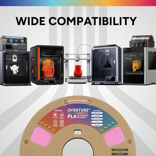 OVERTURE PLA Filament 1.75mm, Neatly Wound 3D Printer Filament 1kg Spool (2.2lbs), Dimensional Accuracy +/- 0.02 mm, Fit Most FDM 3D Printers (Pink)
