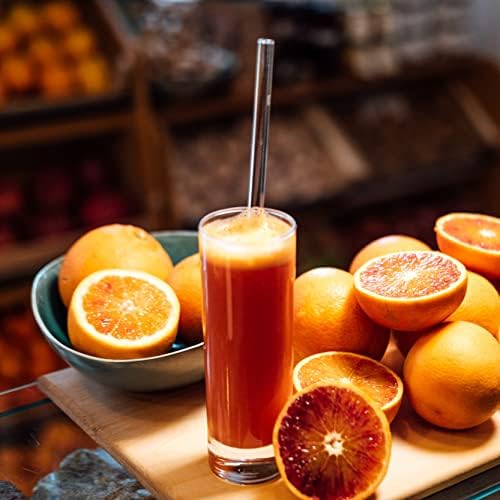 Piteno® 16-Pack Reusable Glass Drinking Straws, 10''x10MM, Set of 6 Straight and 6 Bent with 4 Cleaning Brushes, Perfect for Smoothies, Milkshakes, Juice, Tea (Rainbow)