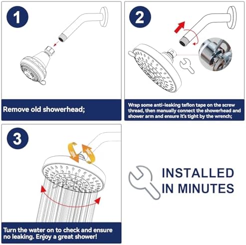 HOPOPRO 5-Mode High Pressure Shower Head - The Washington Post, NBC News, Today TV Show Recommended - High Flow Fixed Showerheads (6 Inch Brushed Nickel)