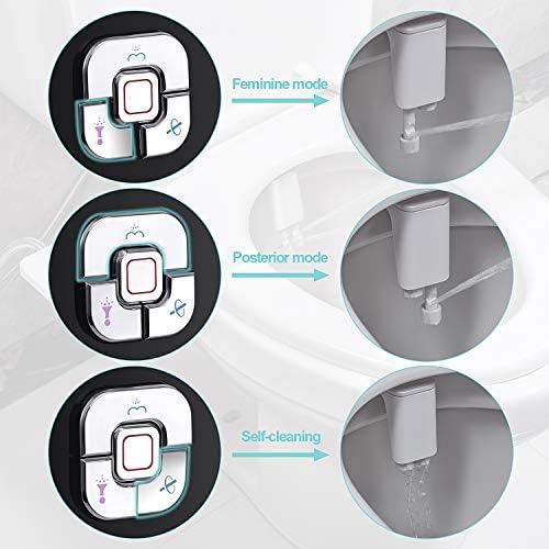 SAMODRA Bidet Attachment, Non-Electric Cold Water Bidet Toilet Seat Attachment with Pressure Controls, Retractable Self-Cleaning Dual Nozzles for Frontal & Rear Wash - Black