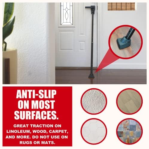 SECURITYMAN 2-in-1 Door Security Bar & Sliding Patio Door Security Bar (2 Pack) via Interchangeable Caps - Heavy Duty Iron Construction Door Stoppers for Home, Apartment, Travel Hotel - Black