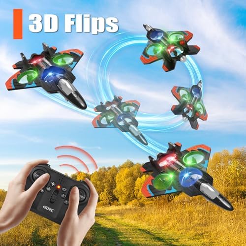4DRC V32 Foam Remote Control Airplanes RC Planes for Kids Adults 8-16, RC Airplane Helicopter Drone Fighter Jet with Light, 360° Flip, Stunt Roll, Airplane Toy Gifts for Kids Boys Adults Beginners