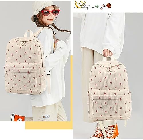 School Backpack for Teen Girls Bookbags Elementary High School Corduroy Laptop Bags Women Travel Daypacks