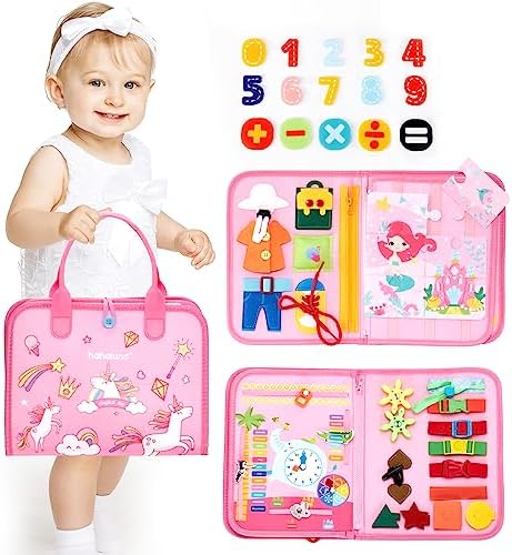 hahaland Busy Book for Toddlers Boys Girls Montessori Toys for 3+ Year Old Preschool Educational Learning Activities Toddler Travel Toys for Ages 3 4 5 with Life Skill Number Color Weather