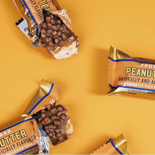 Barebells Protein Bars Peanut Butter - 12 Count, 20g High Protein Treats - Chocolate Nutrition Bar with 1g Total Sugars - On-The-Go Breakfast or Post-Workout Snack