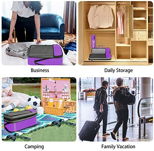 BAGAIL 4 Set/6 Set/8 Set Compression Packing Cubes Travel Accessories Expandable Packing Organizers(Purple HalfMesh 6 Set)