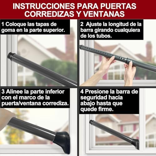 AceMining Upgraded Door Security Bar & Sliding Patio Bar, Heavy Duty Stoppers Adjustable Jammer for Home, Apartment, Travel (1 Pack,Grey)